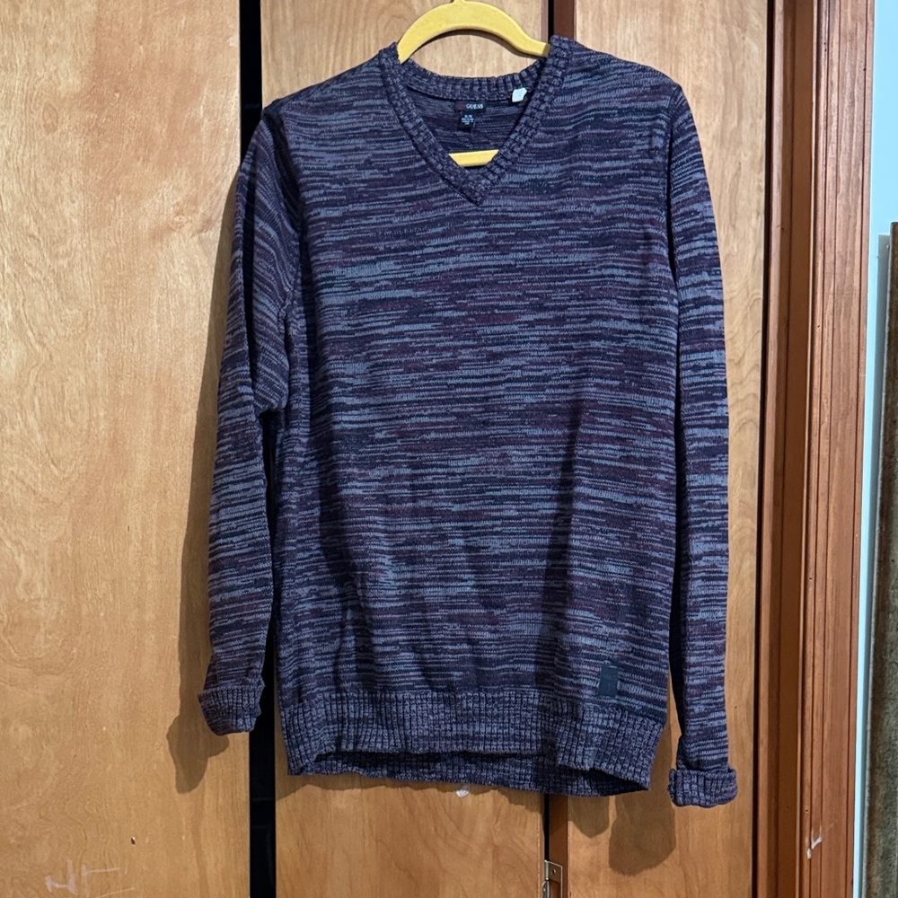 Men's V-Neck Marled Navy Sweater Guess XL